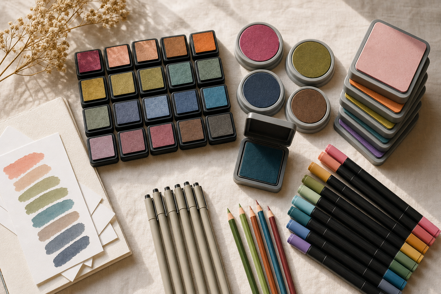 Alcohol ink markers, pens, pencils, ink pads and refills for paper crafting at Gather Crop Create Omaha
