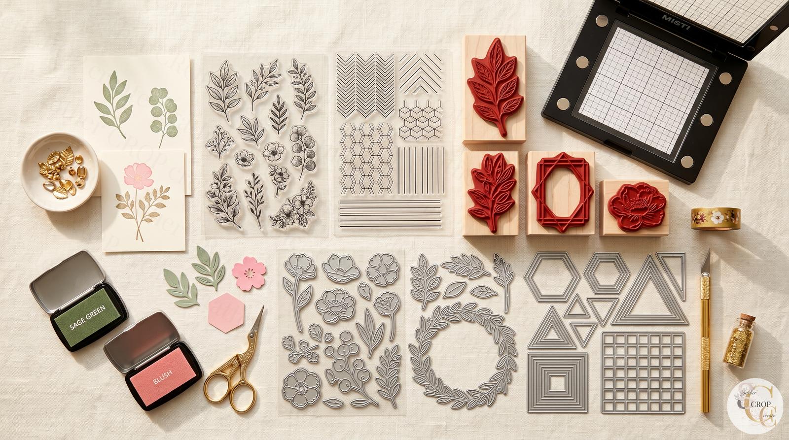 Stamps and dies for paper crafting — clear stamps, die sets, and ink pads at Gather Crop Create Omaha