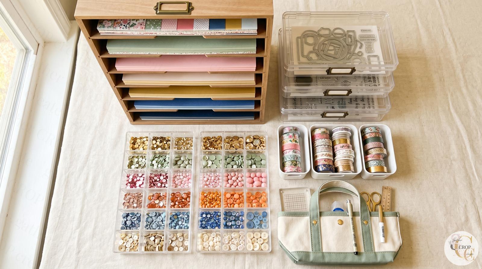 Craft storage and organization solutions — bins, cases, and organizers for scrapbookers at Gather Crop Create